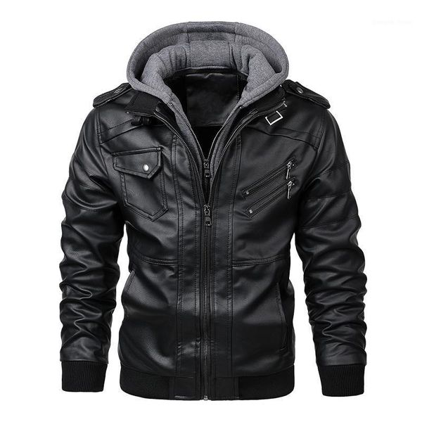 men's fur & faux men winter leather jacket coat fashion hooded motorcycle pu casual biker punk jackets streetwear, Black
men's fur & faux men winter leather jacket coat fashion hooded motorcycle pu casual biker punk jackets streetwear, Black