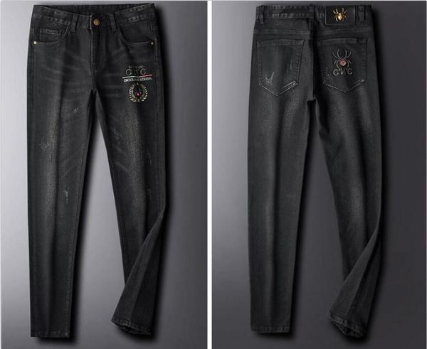 men's jeans autumn cotton slim elastic fashion business embroidery araneid denim pants male black color, Blue
men's jeans autumn cotton slim elastic fashion business embroidery araneid denim pants male black color, Blue