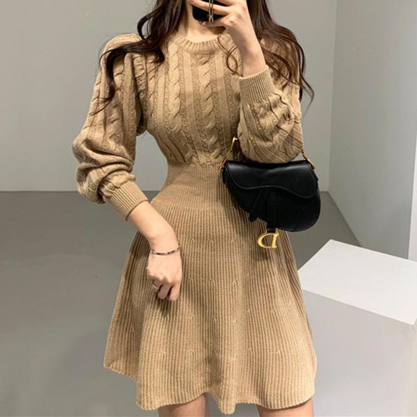 casual dresses fashion autumn winter knitted dress women twist pattern pleated vintage robe elegant thick lantern sleeve mini sweater vestid, Black;gray
casual dresses fashion autumn winter knitted dress women twist pattern pleated vintage robe elegant thick lantern sleeve mini sweater vestid, Black;gray