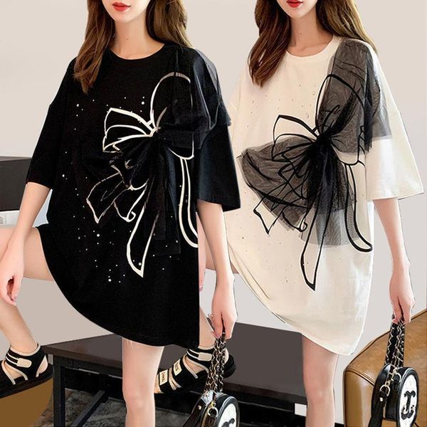 women's t-shirt net red bow short sleeve ins2021 summer loose large size long half jacket, White
women's t-shirt net red bow short sleeve ins2021 summer loose large size long half jacket, White