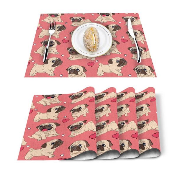 table runner 4/6pcs animal pink pug love kitchen placemat set dining mats cotton linen pad bowl cup mat home decor
table runner 4/6pcs animal pink pug love kitchen placemat set dining mats cotton linen pad bowl cup mat home decor
