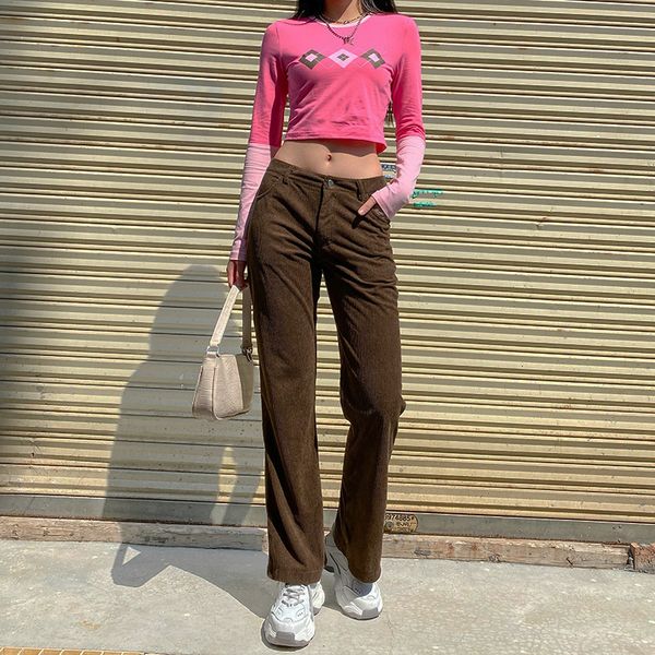 2021 new street corduroy straight pants jogging womens casual retro brown sports pants 90s caramel low waist e girls pants, Black;white
2021 new street corduroy straight pants jogging womens casual retro brown sports pants 90s caramel low waist e girls pants, Black;white