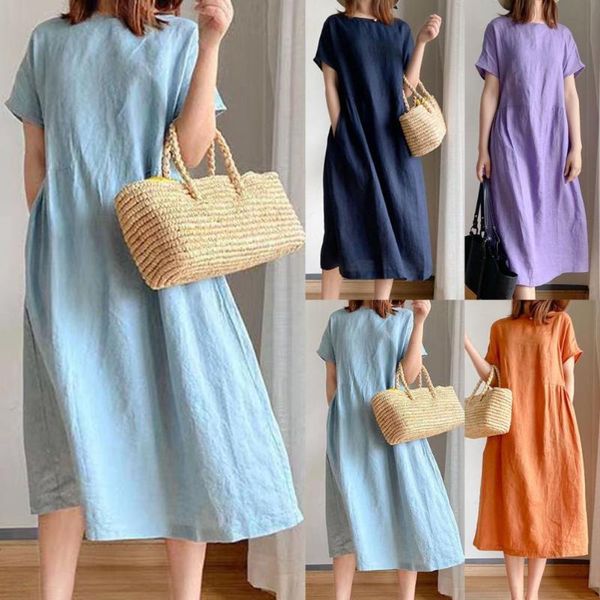 casual dresses fashion women ladies summer sweet dress short sleeve solid color thin large hem o neck waist tight midi streetwear 2021, Black;gray
casual dresses fashion women ladies summer sweet dress short sleeve solid color thin large hem o neck waist tight midi streetwear 2021, Black;gray