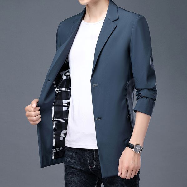 medium and long windbreaker men's 2021 spring autumn slim fit small suit youth busins leisure trend single coat, Black
medium and long windbreaker men's 2021 spring autumn slim fit small suit youth busins leisure trend single coat, Black