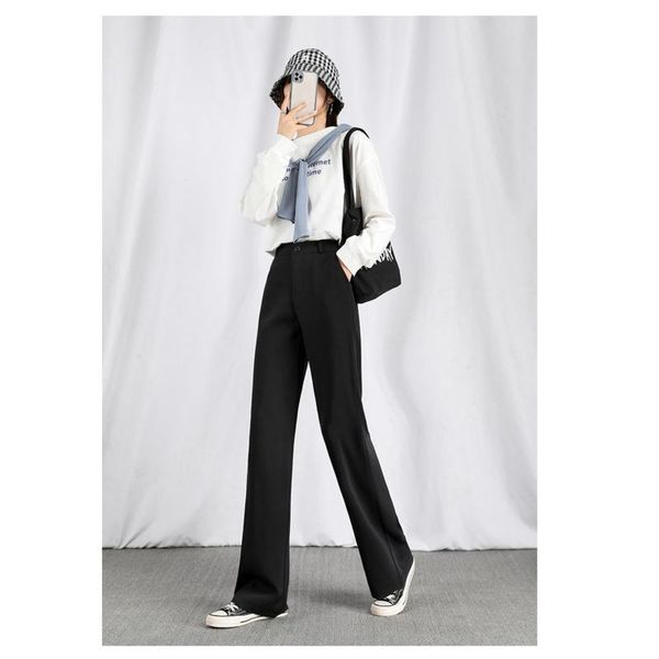 women's pants & capris wide leg women high waist 2021 summer loose black straight casual suit all-match fashion qn*, Black;white
women's pants & capris wide leg women high waist 2021 summer loose black straight casual suit all-match fashion qn*, Black;white