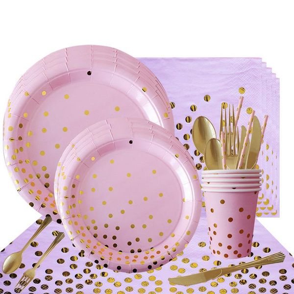 disposable dinnerware pink gold dot baby girl party tableware paper cup plate 1st birthday decor kids shower supplies
disposable dinnerware pink gold dot baby girl party tableware paper cup plate 1st birthday decor kids shower supplies