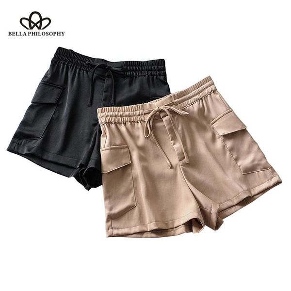 women's shorts vintage chic soft touch pockets women 2021 fashion high elastic waist drawstring short pants casual pantalones cortos, White;black
women's shorts vintage chic soft touch pockets women 2021 fashion high elastic waist drawstring short pants casual pantalones cortos, White;black