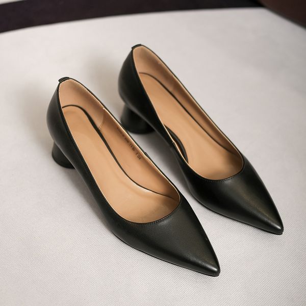 womens genuine leather thick heel pointed toe slip-on pumps elegant ladies comfortable ol style dress evening shoes for women, Black
womens genuine leather thick heel pointed toe slip-on pumps elegant ladies comfortable ol style dress evening shoes for women, Black