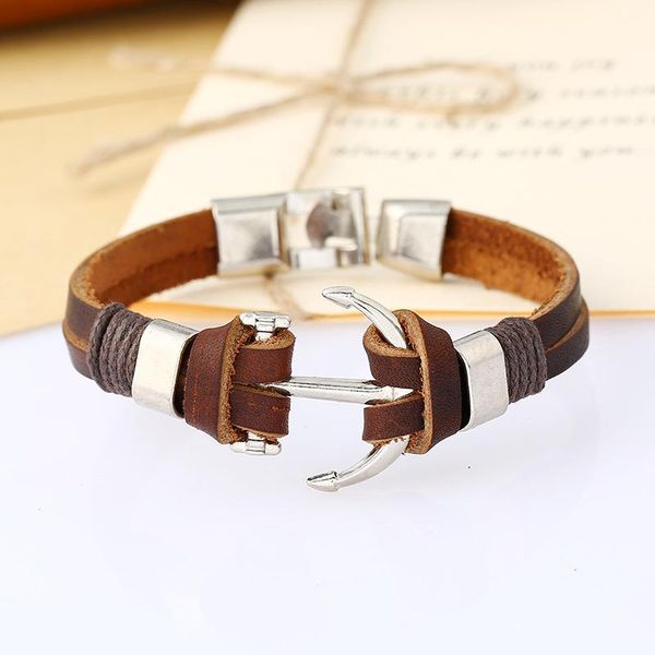 tennis vintage hand-woven anchor genuine leather bracelet retro black brown couple fashion men wristband stylish casual bangle, Golden;silver
tennis vintage hand-woven anchor genuine leather bracelet retro black brown couple fashion men wristband stylish casual bangle, Golden;silver