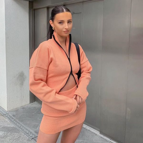 long sleeve coat short mini skirt two piece women autumn fall clothes zipper soild color 2pc sets outfit suit sets, Gray
long sleeve coat short mini skirt two piece women autumn fall clothes zipper soild color 2pc sets outfit suit sets, Gray