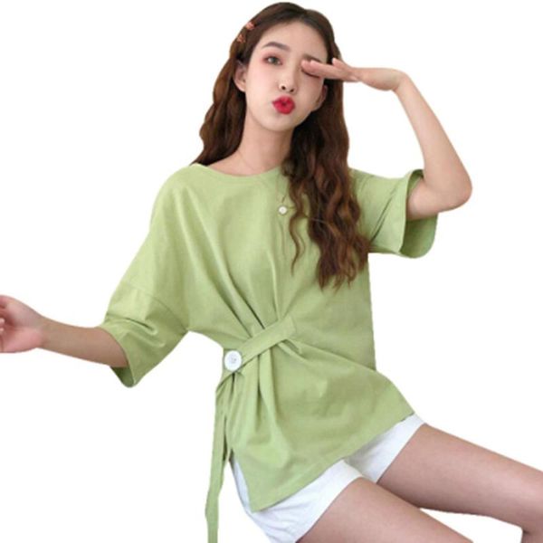 cute candy color t-shirt for women summer o neck short sleeve loose lace up tee lady asymmetrical t shirt wdc4730, White
cute candy color t-shirt for women summer o neck short sleeve loose lace up tee lady asymmetrical t shirt wdc4730, White