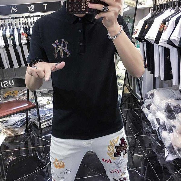 w2105 drill short sleeve t-shirt men's fashion half sleeve summer new men's polo shirt, White;black
w2105 drill short sleeve t-shirt men's fashion half sleeve summer new men's polo shirt, White;black