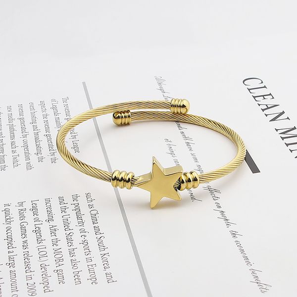 new cute star shape bangle adjustable size bracelet stainless steel twisted cable wire jewelry women love gift, Black
new cute star shape bangle adjustable size bracelet stainless steel twisted cable wire jewelry women love gift, Black