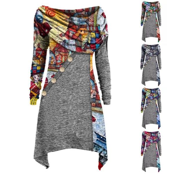 autumn women long sleeve heap collar floral print button irregular blouse dress, Black;gray
autumn women long sleeve heap collar floral print button irregular blouse dress, Black;gray