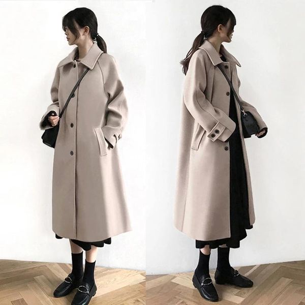 women's wool & blends 2021 winter ladies blend windbreaker coat elegant jacket single button thick cardigan women cashmere, Black
women's wool & blends 2021 winter ladies blend windbreaker coat elegant jacket single button thick cardigan women cashmere, Black