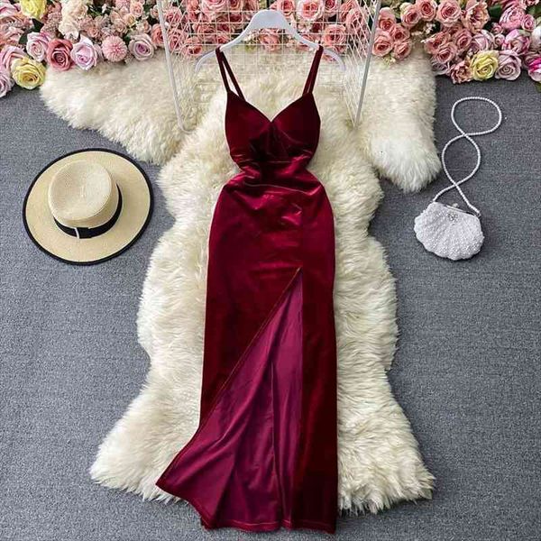 spring velvet suspender bra slim womens dresses show atmosphere celebrity temperament fashion split virtual party clothing, Black;gray
spring velvet suspender bra slim womens dresses show atmosphere celebrity temperament fashion split virtual party clothing, Black;gray