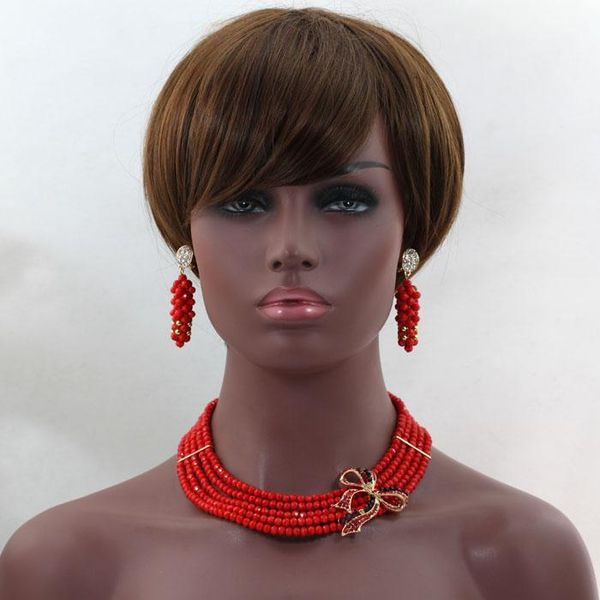 earrings & necklace 2021 smart opaque red nigerian wedding beads jewelry set fashion 5 rows african crystal alj591, Silver
earrings & necklace 2021 smart opaque red nigerian wedding beads jewelry set fashion 5 rows african crystal alj591, Silver