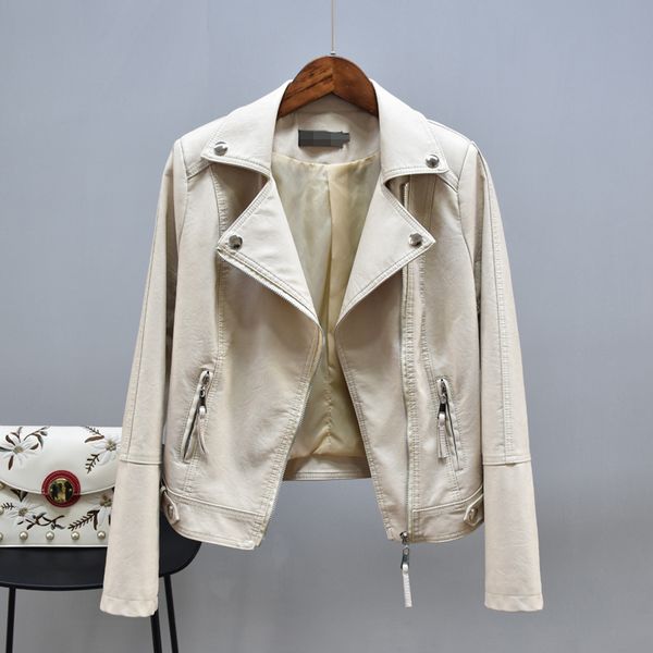 long sleeved short leather jacket turn-down collar fashion trend women black ladies coat 2021 spring new qk156, Black;brown
long sleeved short leather jacket turn-down collar fashion trend women black ladies coat 2021 spring new qk156, Black;brown