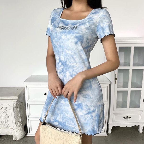 women streetwear elegant letter embroidery mini dress summer female casual tie dye slim stretch short sleeve dress, Black;gray
women streetwear elegant letter embroidery mini dress summer female casual tie dye slim stretch short sleeve dress, Black;gray