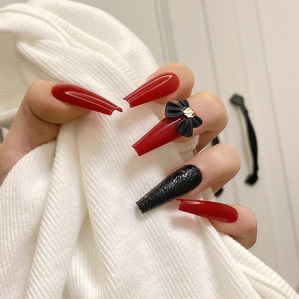 false nails 28pcs bowknot long coffin ballerina wearable press on fake full cover nail tips detachable with glue, Red;gold
false nails 28pcs bowknot long coffin ballerina wearable press on fake full cover nail tips detachable with glue, Red;gold