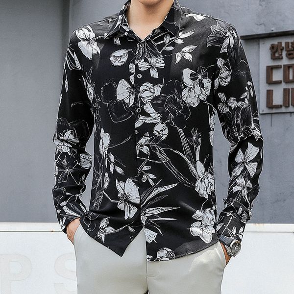 print mark thin flower fit long casual sleeve shirts dressed men's business formal social shirt chemise homme kn58, White;black
print mark thin flower fit long casual sleeve shirts dressed men's business formal social shirt chemise homme kn58, White;black