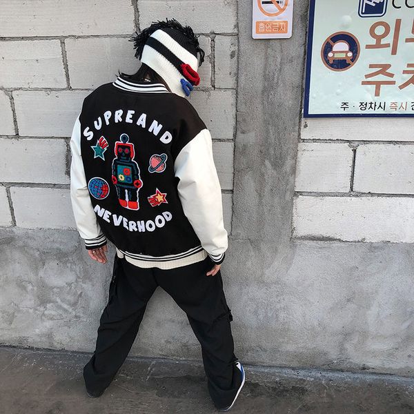 fashion jackets stitching baseball uniform men's 2021 spring and autumn loose handsome fried street jacket, Black;brown
fashion jackets stitching baseball uniform men's 2021 spring and autumn loose handsome fried street jacket, Black;brown