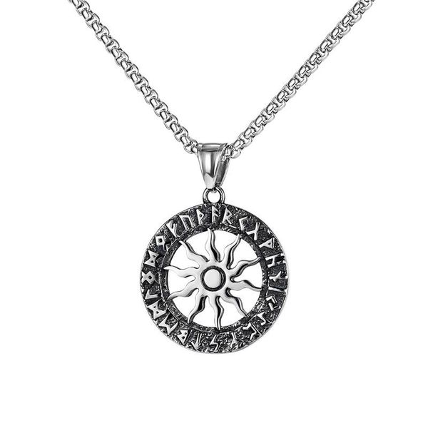 chains vintage nordic viking sun flower necklaces triangle symbol round pendant for men him stainless steel chain punk male jewelry, Silver
chains vintage nordic viking sun flower necklaces triangle symbol round pendant for men him stainless steel chain punk male jewelry, Silver