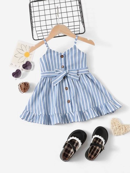 baby self belted ruffle hem striped cami dress she, Red;yellow
baby self belted ruffle hem striped cami dress she, Red;yellow