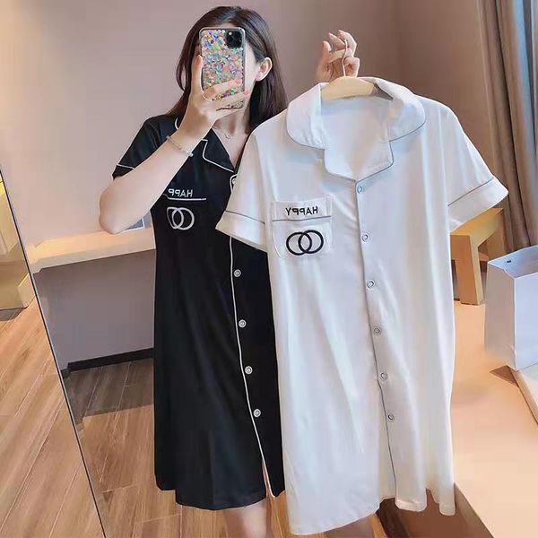 2021 new spring sleepwear sweet womens pajamas turn-down collar short sleeve summer mini night dress medium length shirt, Black;red
2021 new spring sleepwear sweet womens pajamas turn-down collar short sleeve summer mini night dress medium length shirt, Black;red