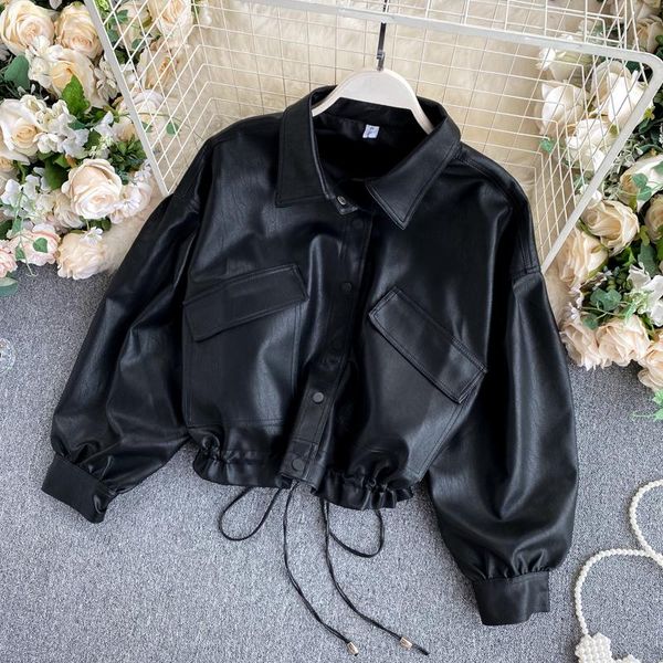 women's jackets retro bf loose pu jacket women big pockets short motorcycle coat outerwear crop top, Black;brown
women's jackets retro bf loose pu jacket women big pockets short motorcycle coat outerwear crop top, Black;brown