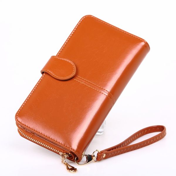 brand women oil wax leather wallet female purses big capacity hasp zipper purse ladies long wristlet clutch coin card holders, Red;black
brand women oil wax leather wallet female purses big capacity hasp zipper purse ladies long wristlet clutch coin card holders, Red;black