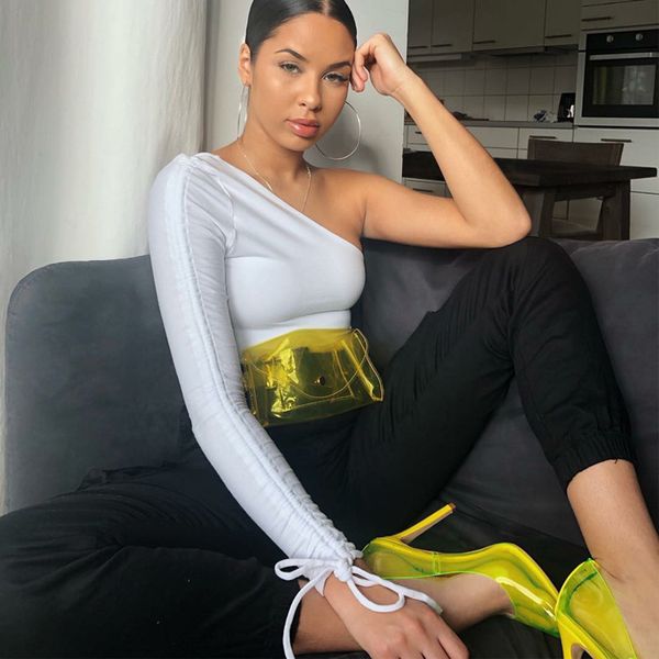 one shoulder long sleeve drawstring bow slim crop autumn women fashion skinny t shirt female streetwear top, White
one shoulder long sleeve drawstring bow slim crop autumn women fashion skinny t shirt female streetwear top, White