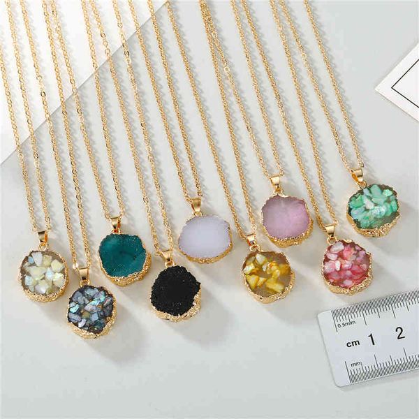 multi color dyed resin crystal agate druzy minerals gem stone gold metal pendant necklace for women, Silver
multi color dyed resin crystal agate druzy minerals gem stone gold metal pendant necklace for women, Silver