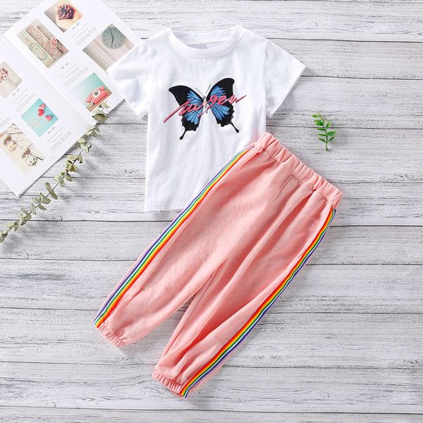 children's 2021 summer new ew girls butterfly print t-shirt + mosquito pants two piece set tz229, White
children's 2021 summer new ew girls butterfly print t-shirt + mosquito pants two piece set tz229, White