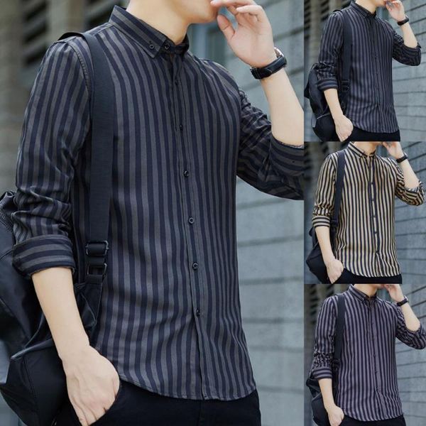 men's casual shirts stripe shirt formal single-breasted turn-down collar business for spring autumn long sleeves, White;black
men's casual shirts stripe shirt formal single-breasted turn-down collar business for spring autumn long sleeves, White;black