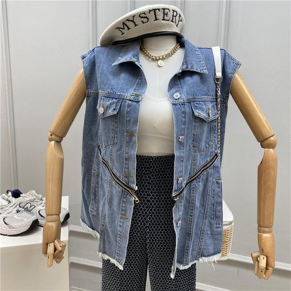 women's vests women chic zipper design burr denim vest spring vetement femme single-breasted washed loose blue sleeveless outerwear fem, Black;white
women's vests women chic zipper design burr denim vest spring vetement femme single-breasted washed loose blue sleeveless outerwear fem, Black;white