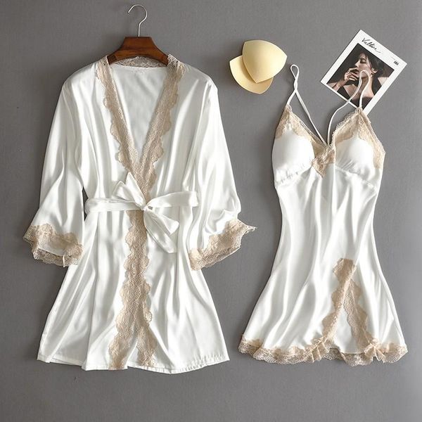 women's sleepwear lace bridal wedding robe suit satin women kimono bath gown bathrobe chemise nightgown summer dressing v-neck loungewe, Black;red
women's sleepwear lace bridal wedding robe suit satin women kimono bath gown bathrobe chemise nightgown summer dressing v-neck loungewe, Black;red