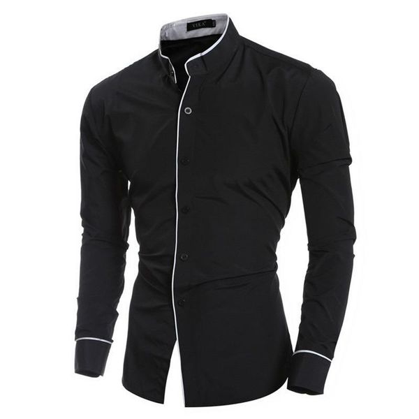men's dress shirts puimentiua men stand collar shirt long sleeve turn down slim pure colors solid fit business 2021 male silm, White;black
men's dress shirts puimentiua men stand collar shirt long sleeve turn down slim pure colors solid fit business 2021 male silm, White;black