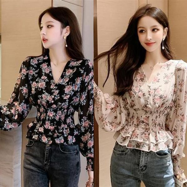new new2021 spring women print floral ruffles fitted waist chiffon blouse female deep v-neck long lantern sleeve shirt, White
new new2021 spring women print floral ruffles fitted waist chiffon blouse female deep v-neck long lantern sleeve shirt, White