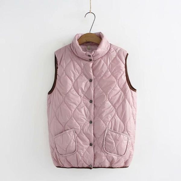 women's vests plus size plaid solid black pink stand collar women loose vest coats 2021 winter casual ladies waistcoat female, Black;white
women's vests plus size plaid solid black pink stand collar women loose vest coats 2021 winter casual ladies waistcoat female, Black;white