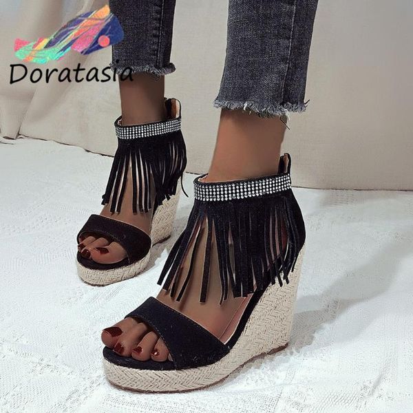 doratasia the big size 46 women solid zipper platform shoes wedges fringe leisure casual retro sandals women sandals, Black
doratasia the big size 46 women solid zipper platform shoes wedges fringe leisure casual retro sandals women sandals, Black