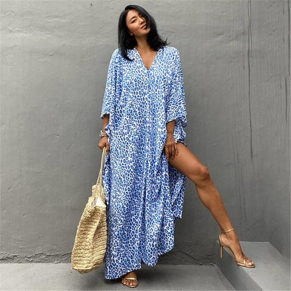 women's swimwear 2021 bohemian leopard print beach dress swimsuit cover up summer for, White;black
women's swimwear 2021 bohemian leopard print beach dress swimsuit cover up summer for, White;black