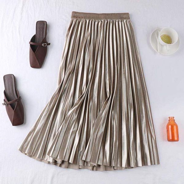 autumn and winter 2020 women's new solid high waist reflective large medium length pleated a-line skirt, Black;gray
autumn and winter 2020 women's new solid high waist reflective large medium length pleated a-line skirt, Black;gray