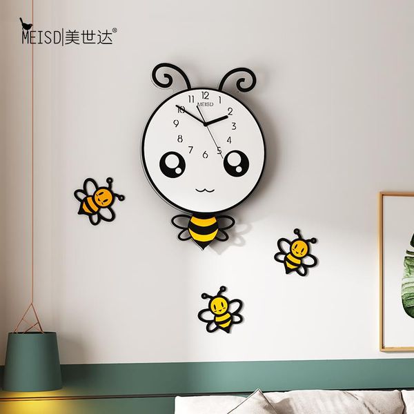 

wall clocks cute big bee anime silent acrylic large decorative clock modern design living room home decoration watch sticker