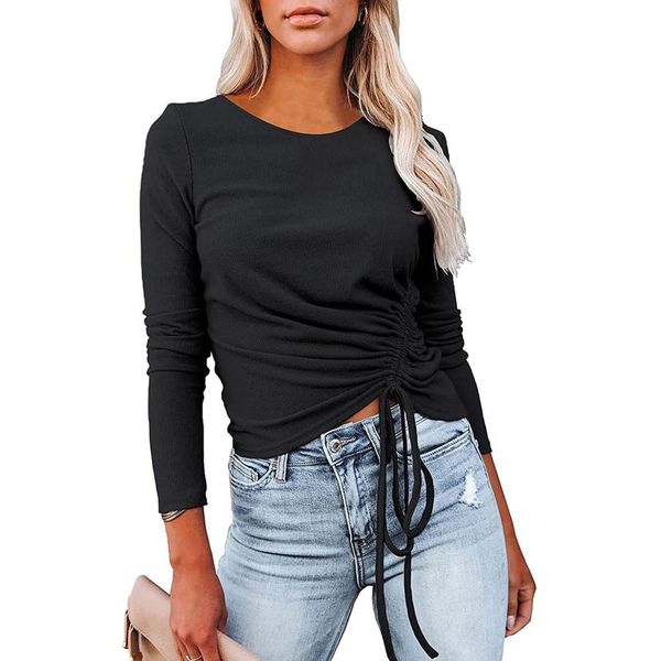 women's blouses & shirts women blouse solid drawstring casual round neck long sleeve elegant shirt autumn plus size haut femme, White
women's blouses & shirts women blouse solid drawstring casual round neck long sleeve elegant shirt autumn plus size haut femme, White