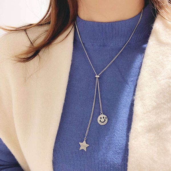 hbp korean version east gate fashion simple all body titanium steel not fade star smile face summer women's necklace trend, Silver
hbp korean version east gate fashion simple all body titanium steel not fade star smile face summer women's necklace trend, Silver