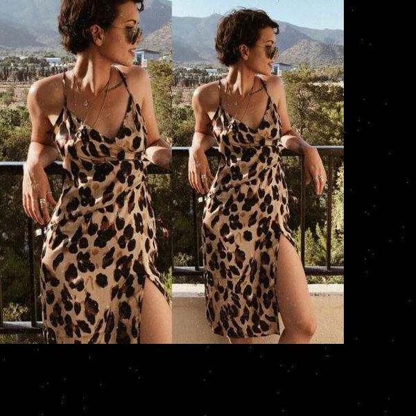 2021 womens leopard strappy sleeveless cami vest backless v neck casual short dress, Black;gray