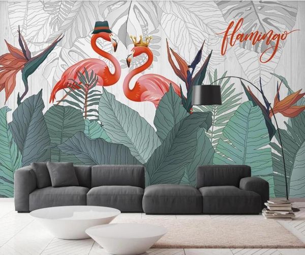 wallpapers custom 3d mural wallpaper flamingo banana leaf plant background wall decoration painting
wallpapers custom 3d mural wallpaper flamingo banana leaf plant background wall decoration painting