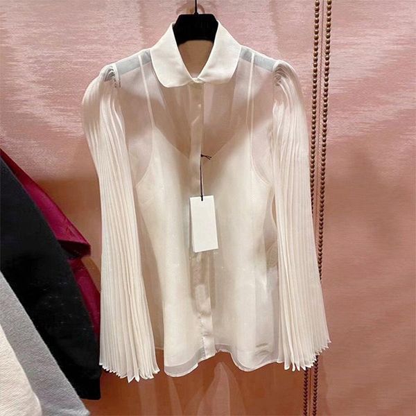 women's blouses & shirts chic loose flare organ sleeve pleated transparent elegant women shirt two-piece female cute brand clothes 2021, White
women's blouses & shirts chic loose flare organ sleeve pleated transparent elegant women shirt two-piece female cute brand clothes 2021, White