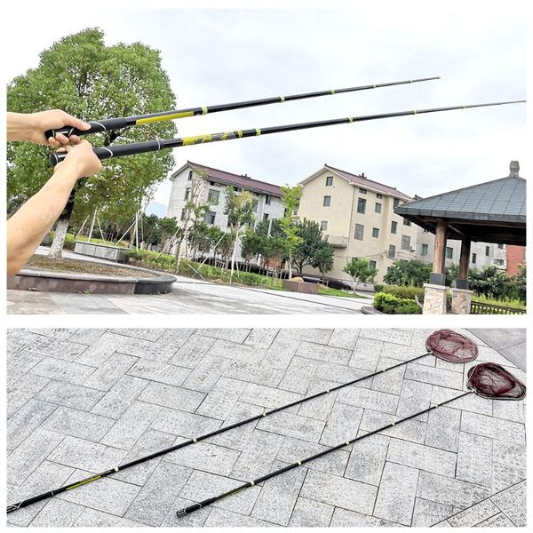 fishing net ultralight carbon pole nets triangular landing net retractable pole folding fishing telescoping
